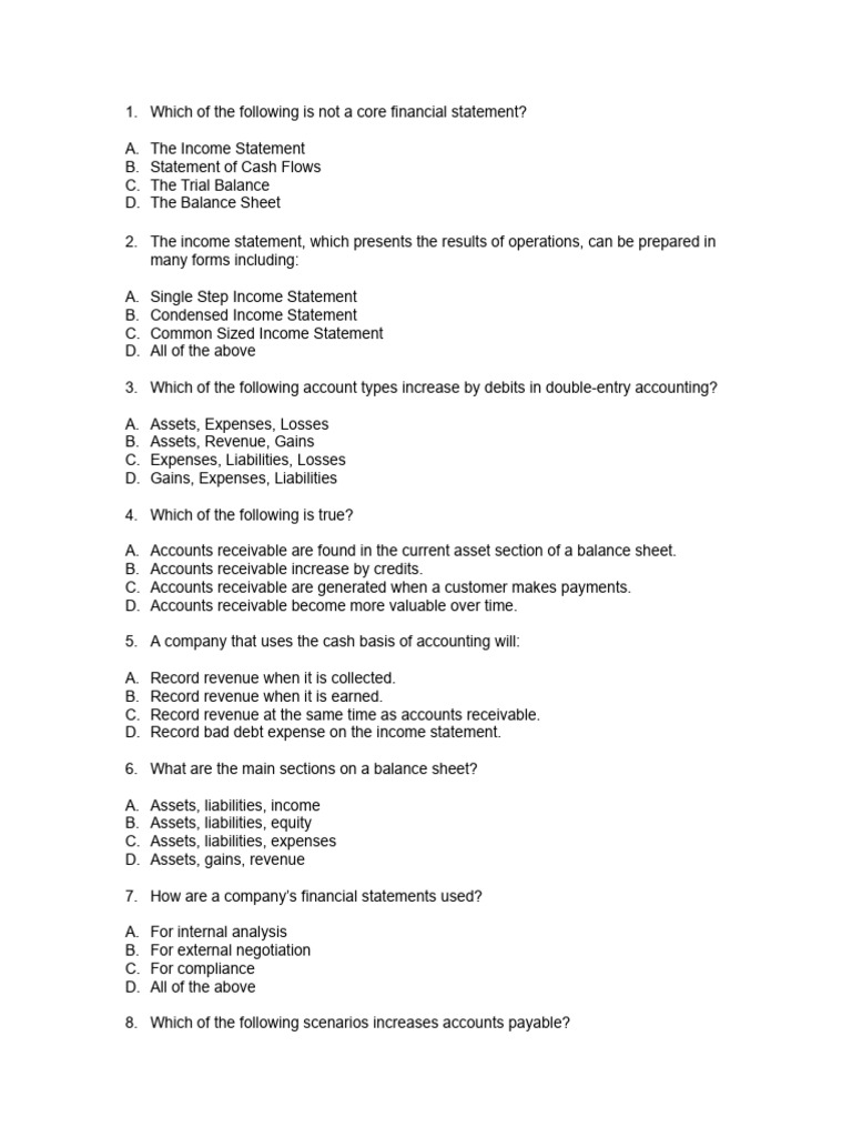 Accounting Tests Questions | PDF