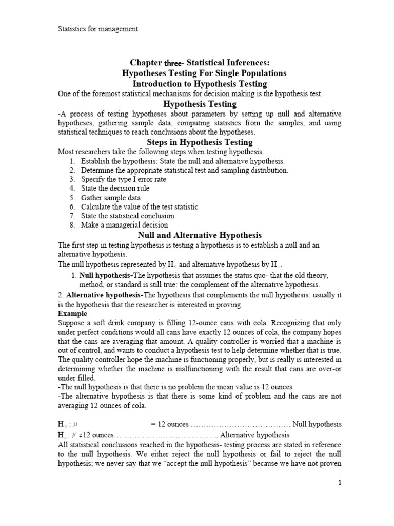 Stat ch3 pdf type i and type ii errors statistical hypothesis testing