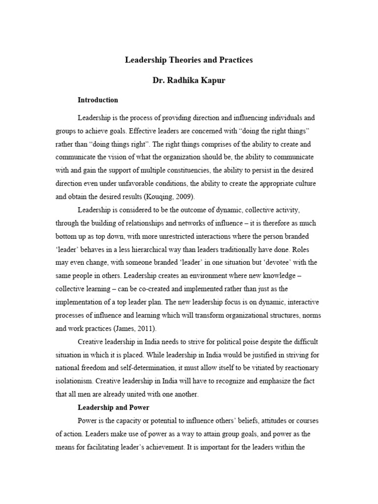 Leadership Theories and Practices Explained | PDF