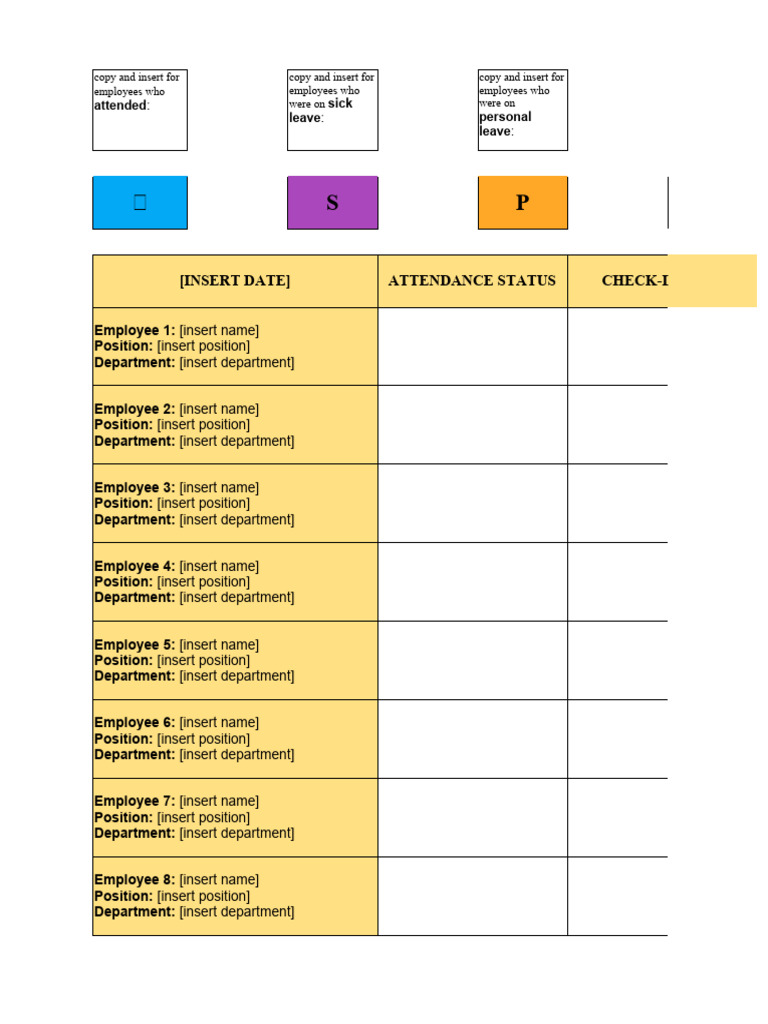 Daily Employee Attendance Template | PDF | Leave Of Absence | Working Time