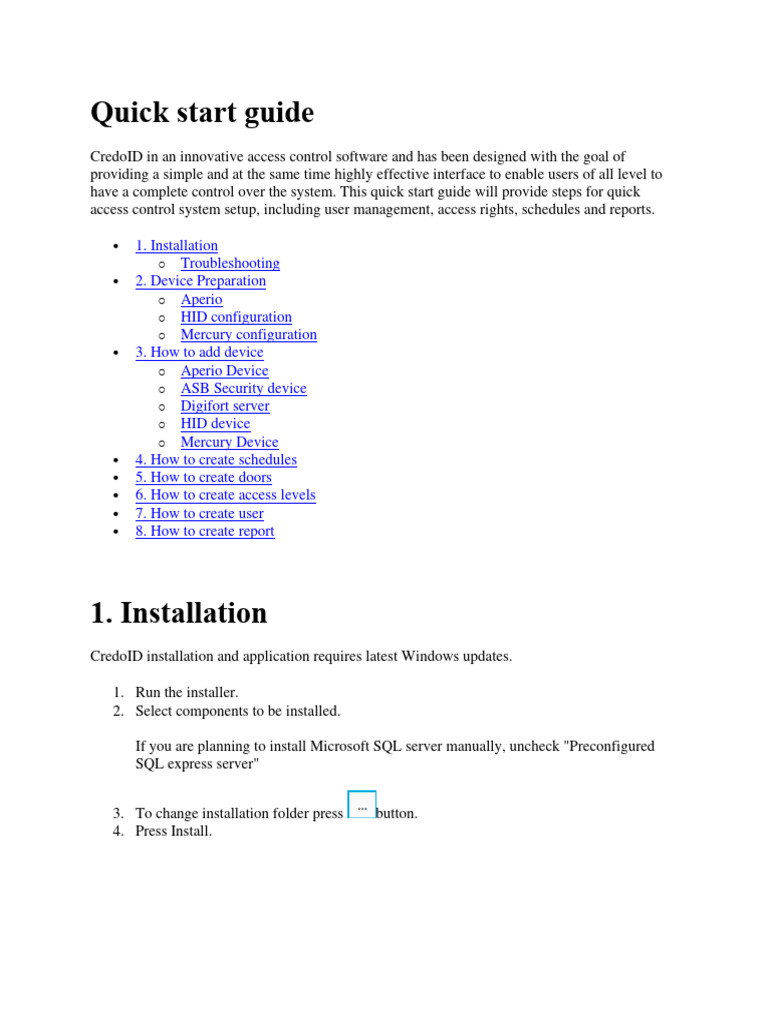 CredoID Quick Start Setup Guide | PDF | Computer Network | Network Switch