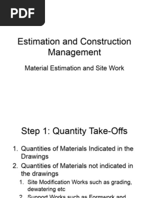 Estimation 2 Site Work