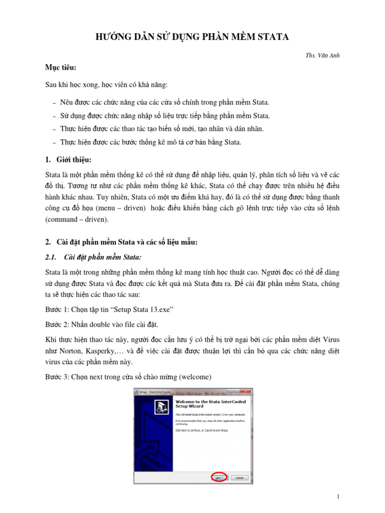 Bai 1 - Huong Dan Su Dung Phan Mem Stata - Bai Giang | PDF
