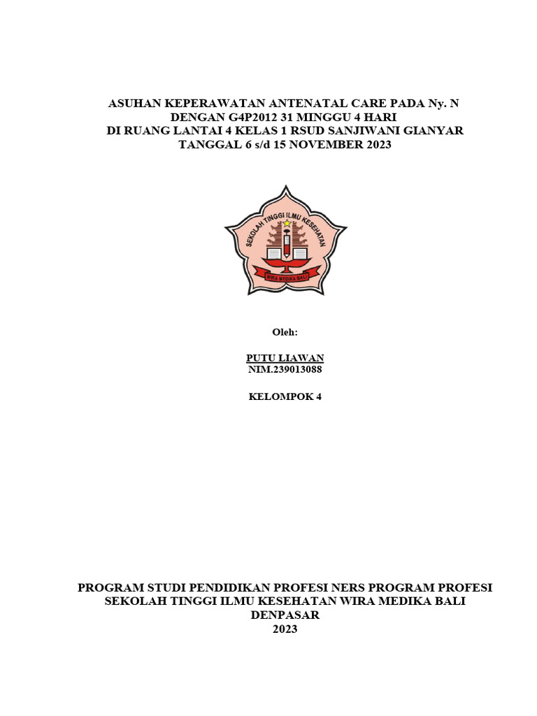 Asuhan Keperawatan G4P2012 ANC 31 Minggu | PDF | Kesehatan Holistik
