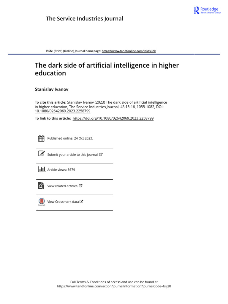 The Dark Side of Artificial Intelligence in Higher Education | PDF
