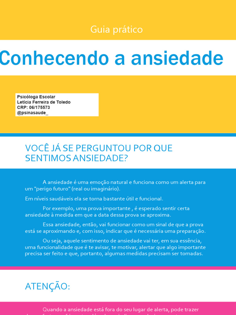 Entendendo a Ansiedade e Seus Sintomas | PDF | Ansiedade | Pensamento