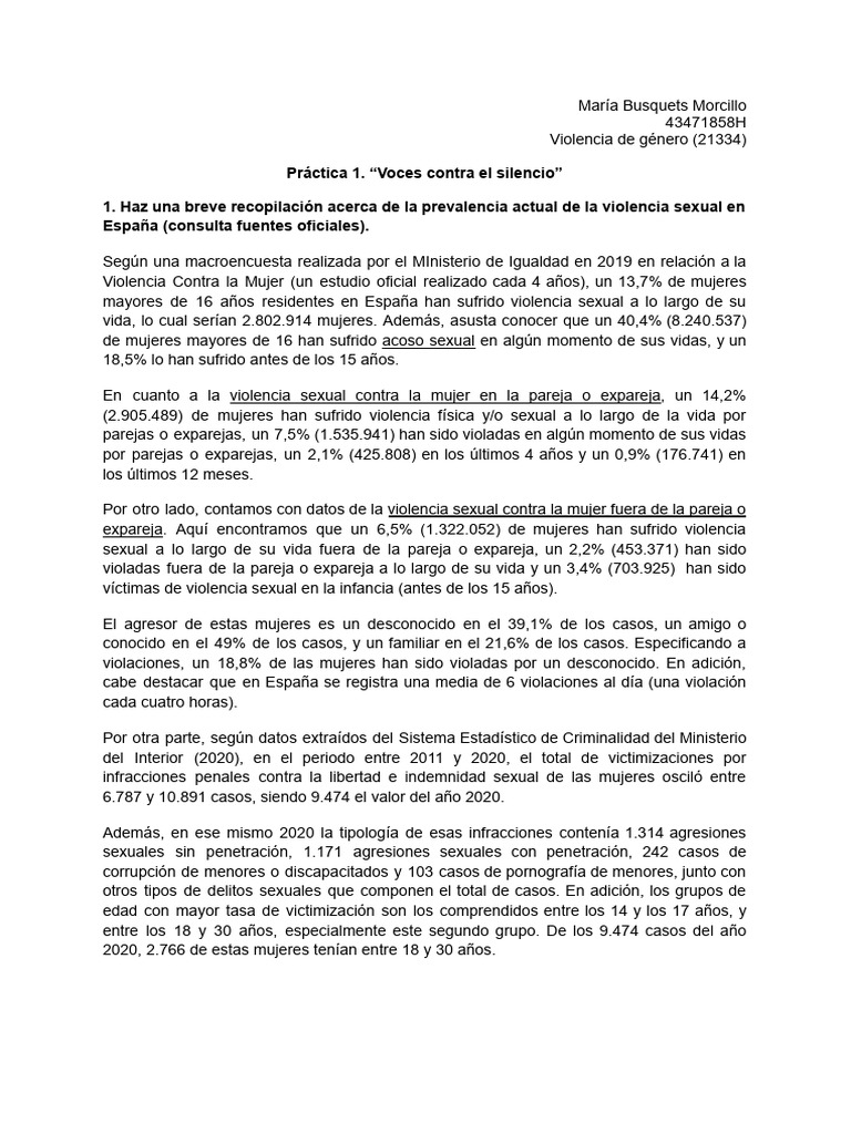 Prevalencia de la Violencia Sexual en España | PDF | La violencia ...