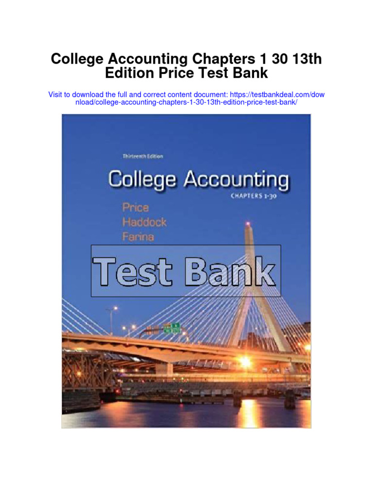 College Accounting Chapters 13013th Edition Price Test Bank PDF