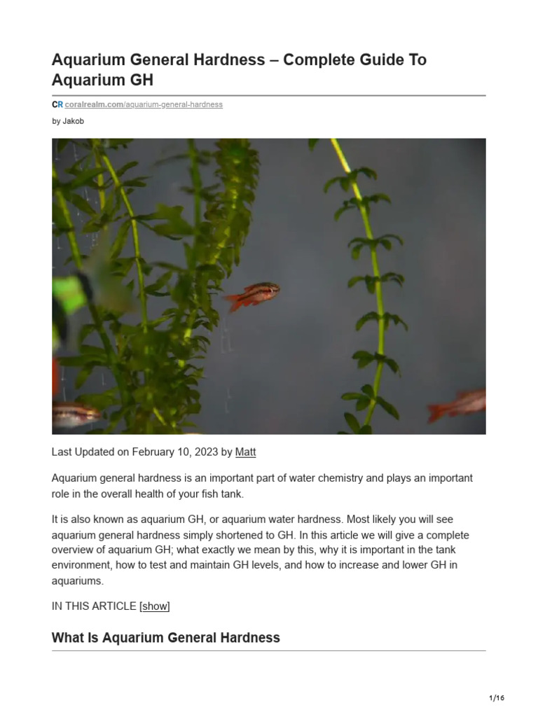 Aquarium General Hardness Complete Guide To Aquarium GH PDF