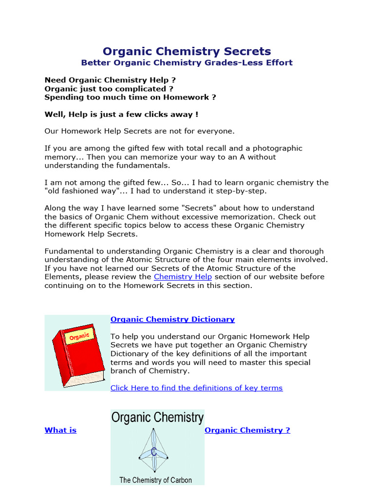 Organic Chemistry Homework Help Secrets | PDF | Alkene | Functional Group