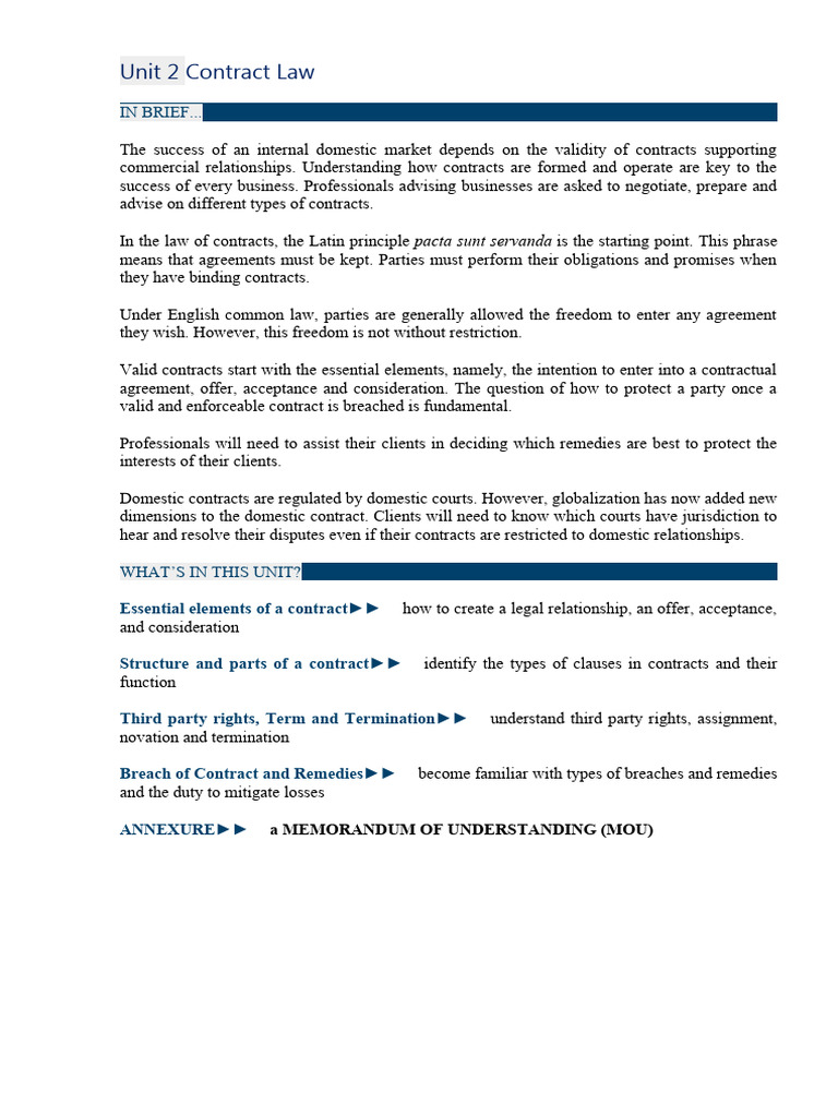 Unit 2 Contract Law Pdf Assignment Law Lease