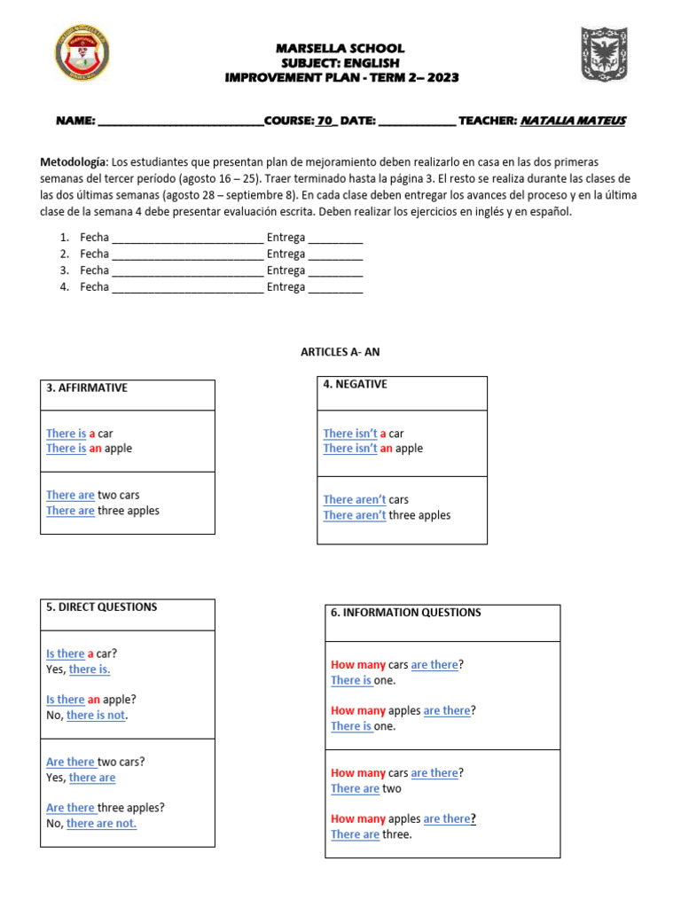 7th 2P 2023 Improvement Plan | PDF | Language Arts & Discipline ...