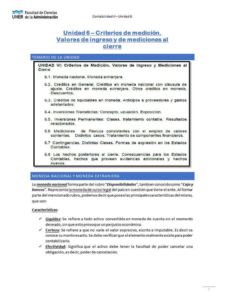 Criterios de Medición en Contabilidad II | PDF | Contabilidad | Moneda