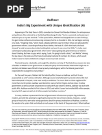 Aadhaar India's Big Experiment With Unique Identification (A)