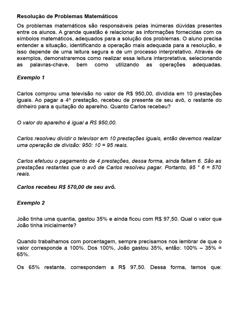 Resolução de Problemas Matemáticos | PDF | Matemática | Metro