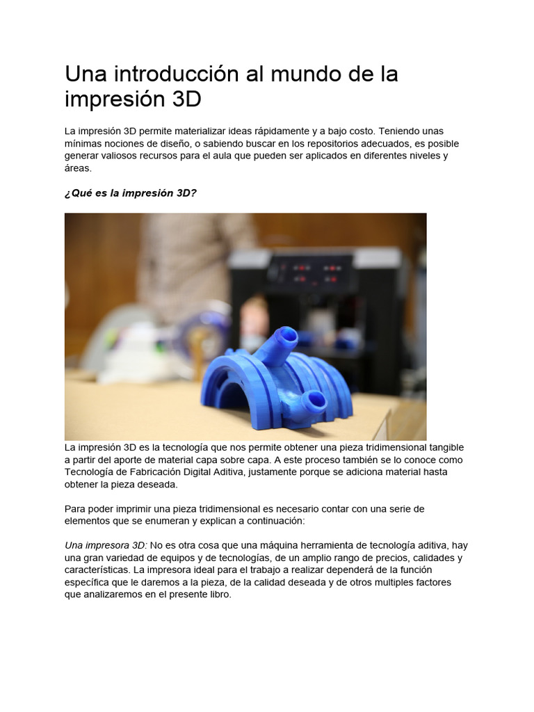 Introducción a la Impresión 3D | PDF | Impresión 3d | Ciencias fisicas