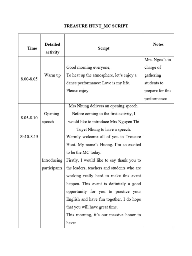 Treasure Hunt Event Overview | PDF