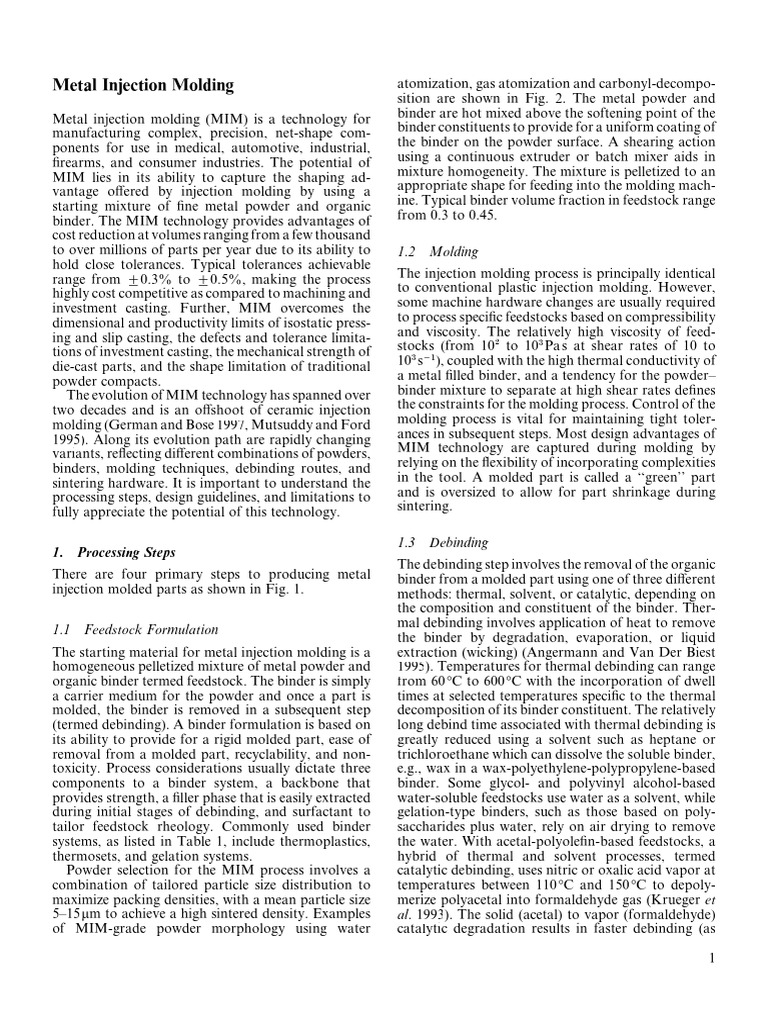 Metal Injection Molding Guide | PDF | Sintering | Steel