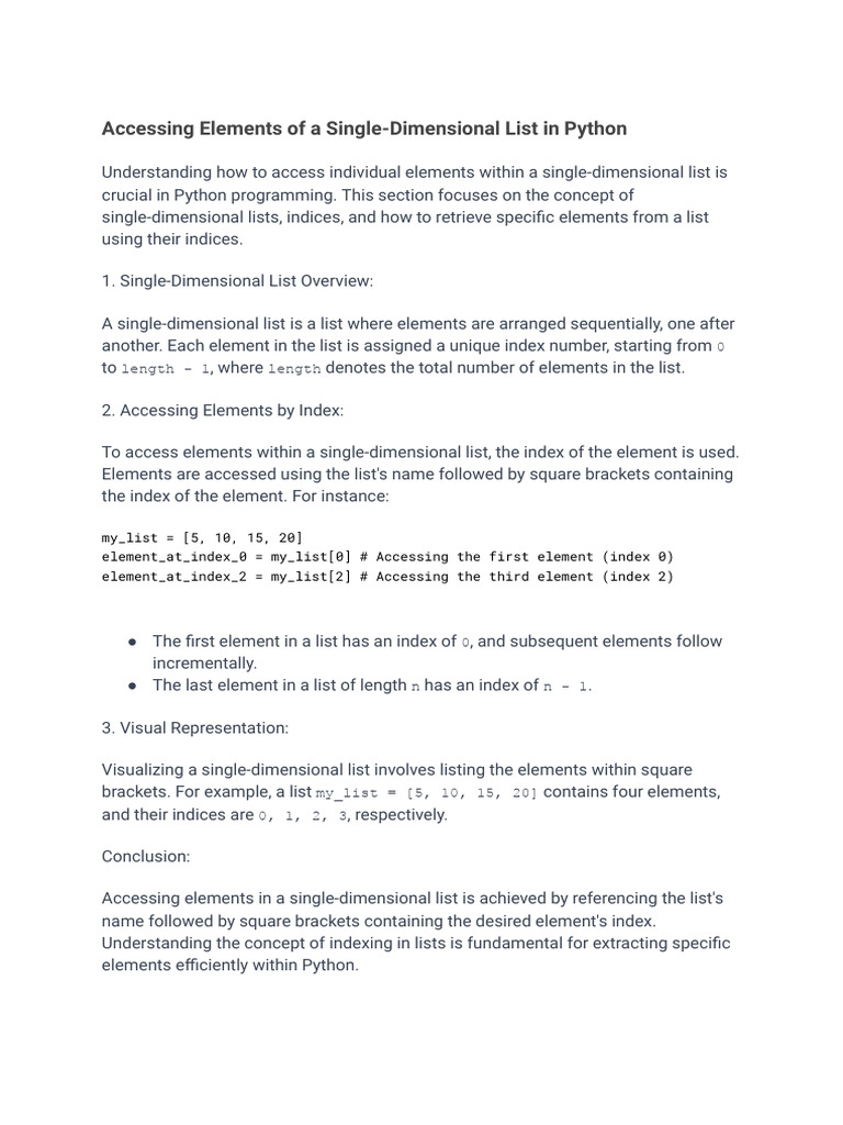 Accessing Elements of A List in Python | PDF