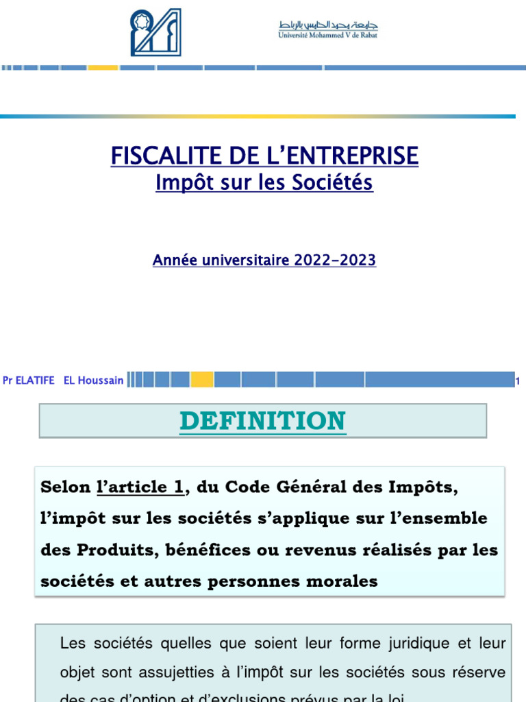 Fiscalite de L'Entreprise: Impôt Sur Les Sociétés | PDF