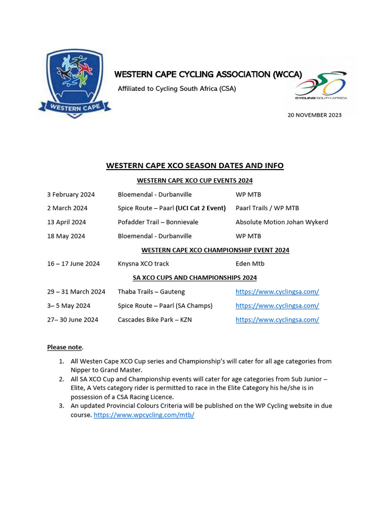 WC XCO Info Doc Ver 2 PDF Mountain Biking Athletic Sports