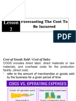 Forecast The Cost To Be Incurred