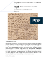 Antônio Da Costa e Anna Luis Pereira - Casamento em 01.06.1643 - Pais de Agada Da Roza Casada Com Manoel Pereira