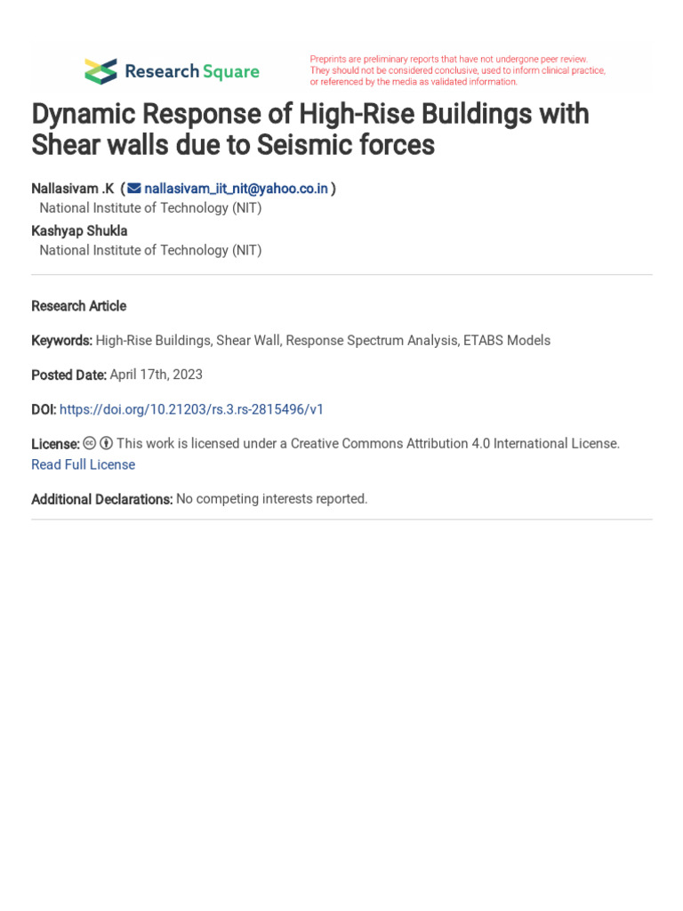 Dynamic Response of High-Rise Buildings | PDF
