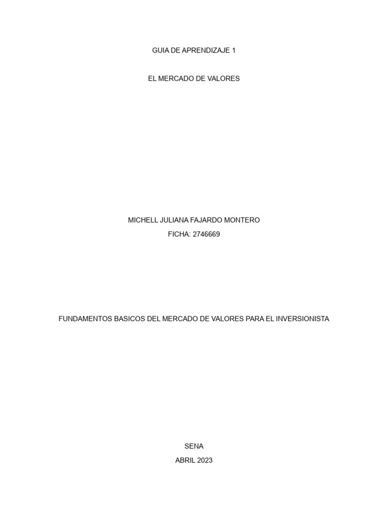 Fundamentos del Mercado de Valores en Colombia | PDF | Bolsa de Valores ...