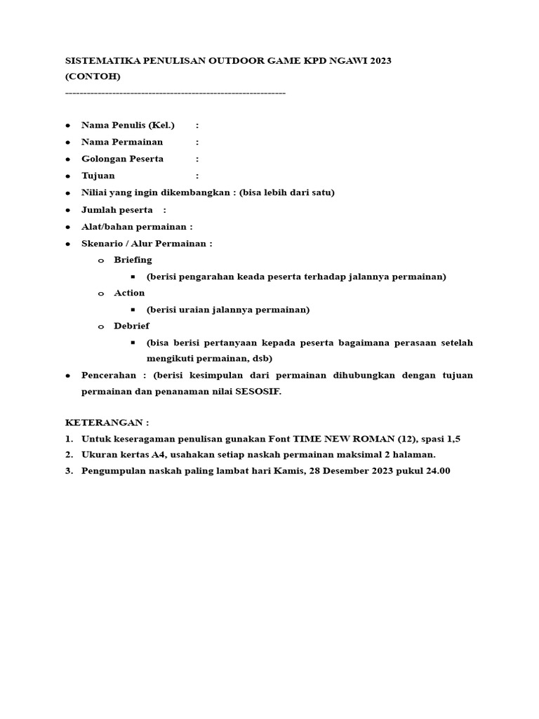 Sistematika Penulisan Outdoor Game PDF