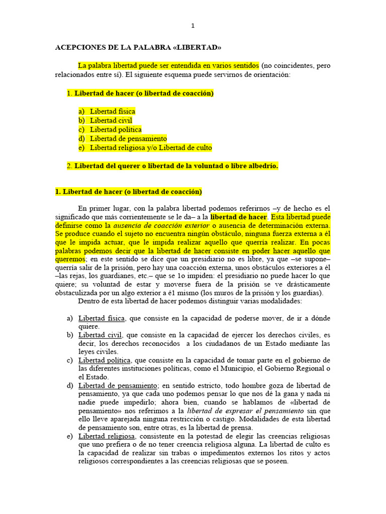 Acepciones de LIBERTAD | PDF | Libertad | Libre albedrío