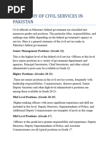 Hierarchy of Civil Services in Pakistan