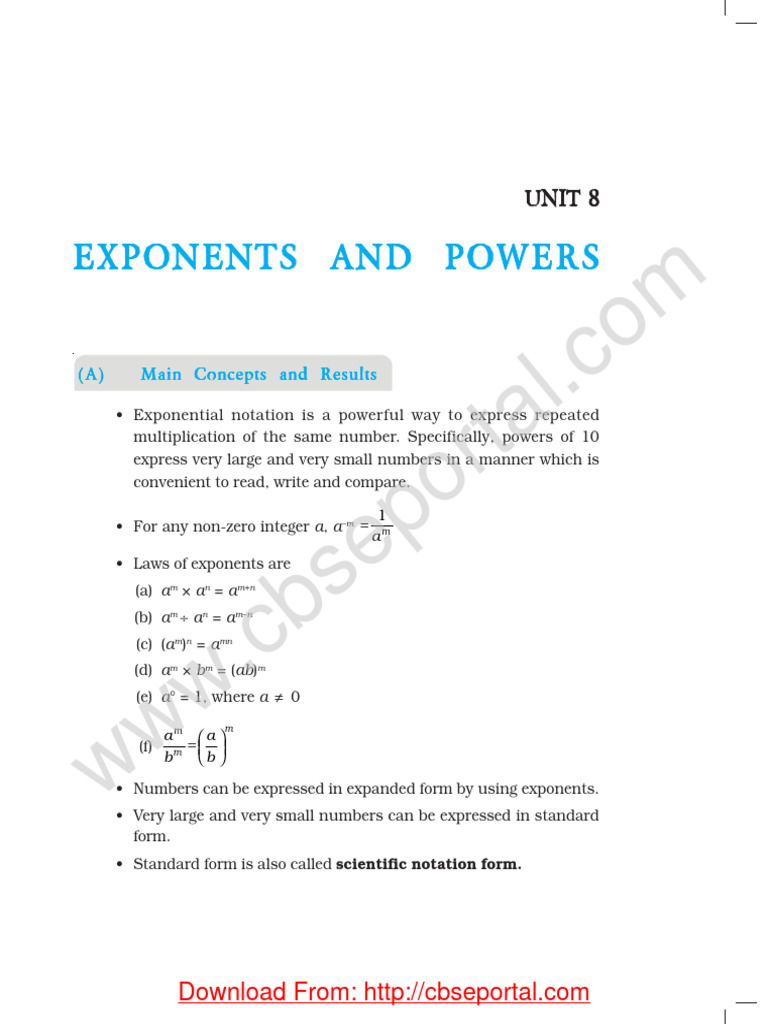 NCERT Exemplar Problems Unit 8 Exponents Powers | PDF