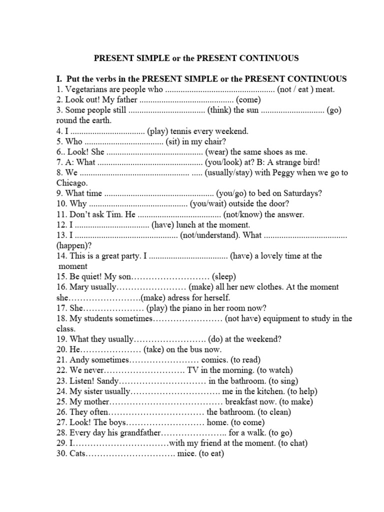 PRESENT SIMPLE or The PRESENT CONTINUOUS | PDF | Language Arts ...