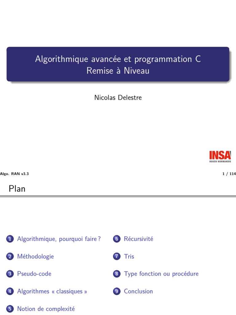 Algorithmique Avancée par Nicolas Delestre | PDF | Programmation ...