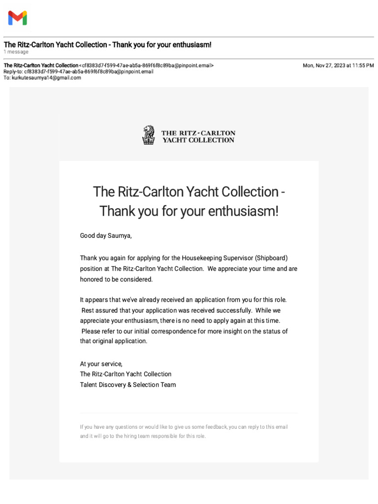 Gmail - The Ritz-Carlton Yacht Collection - Thank You For Your ...