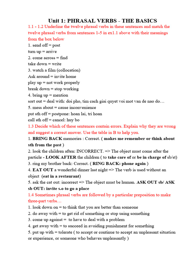 Essential Phrasal Verbs for Beginners | PDF | Language Arts & Discipline