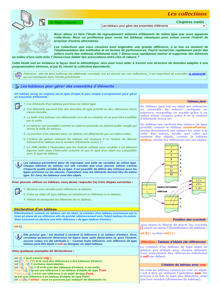Introduction aux tableaux en Java | PDF | Java (Langage de ...