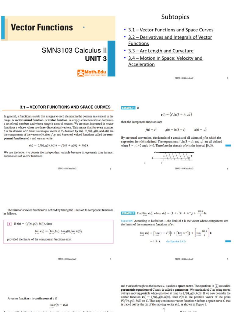 Calculus II: Vector Functions | PDF | Calculus | Acceleration