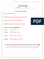 Math Worksheet-Answer Key