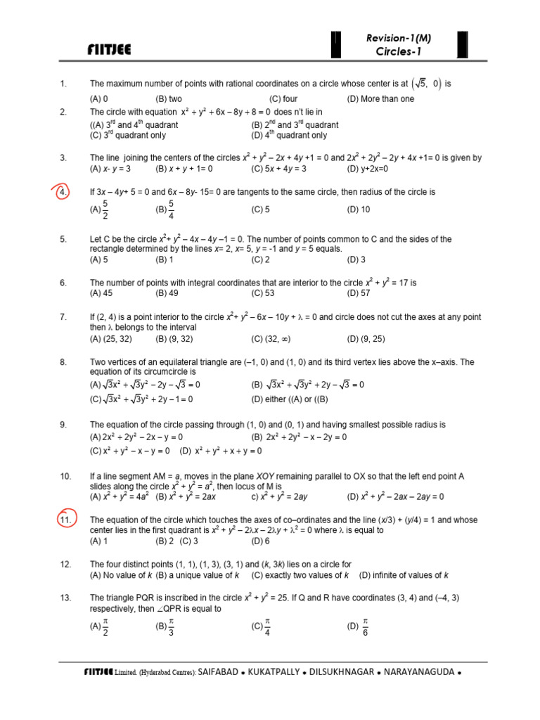 Circle Geometry Questions and Solutions | PDF