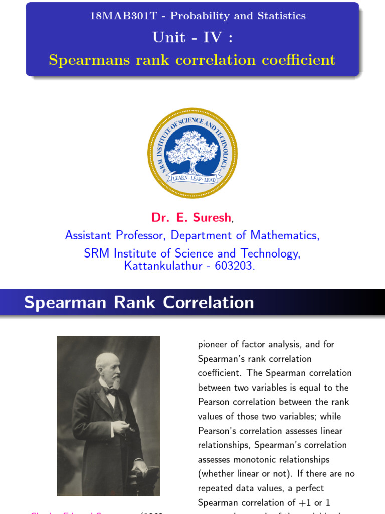 Spearman Rank Correlation Explained | PDF | Spearman's Rank Correlation ...