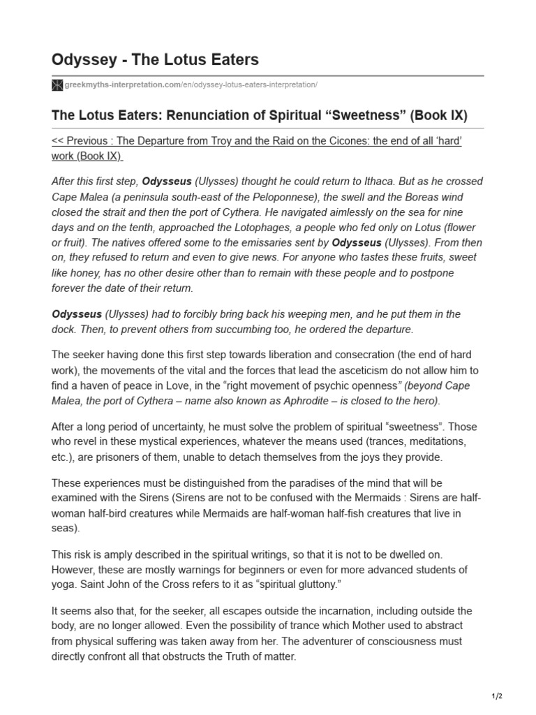 Odyssey The Lotus Eaters PDF Poems Homer