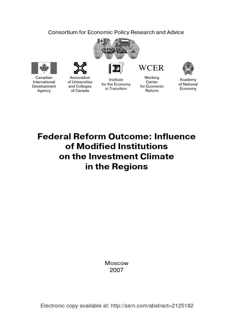 Federal Reform Outcome: Influence of Modified Institutions On The ...