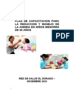 Plan de Capacitacion para La Reduccion y Manejo de La Anemia en Niños Menores de 5 Años