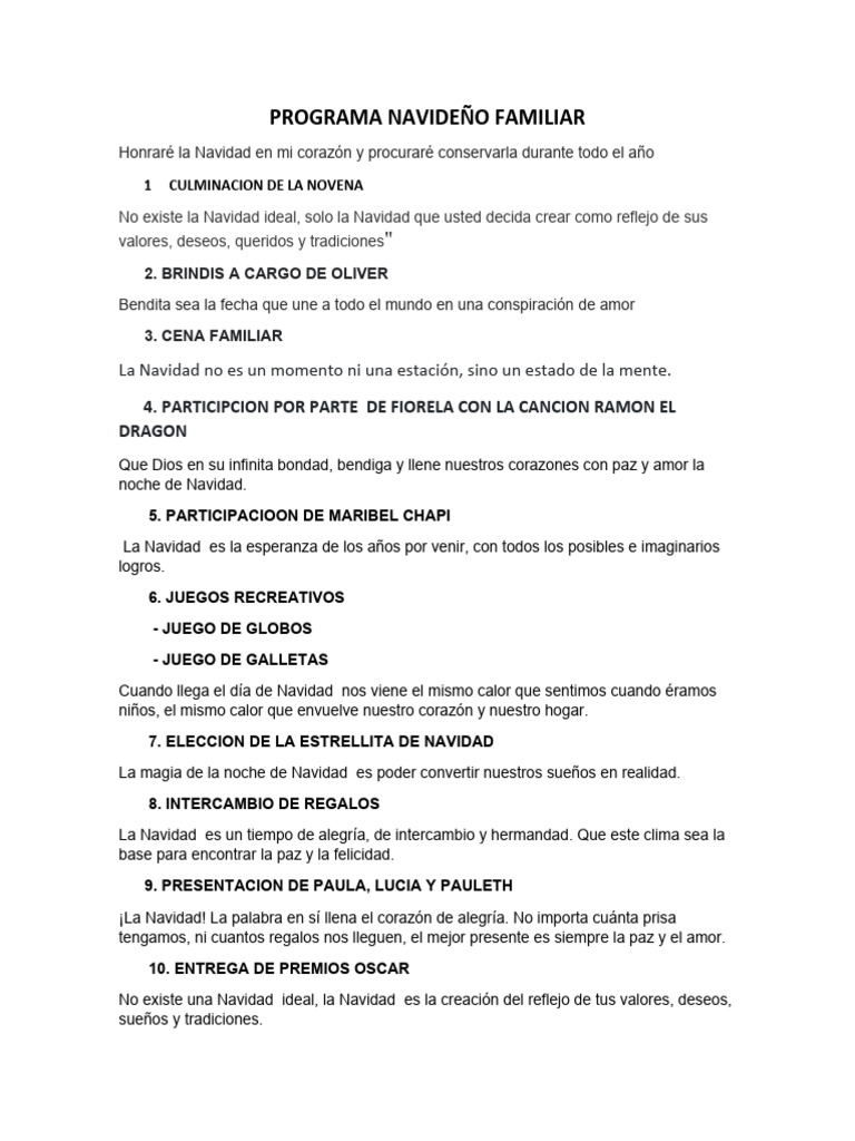 Programa Familiar de Celebración Navideña | PDF