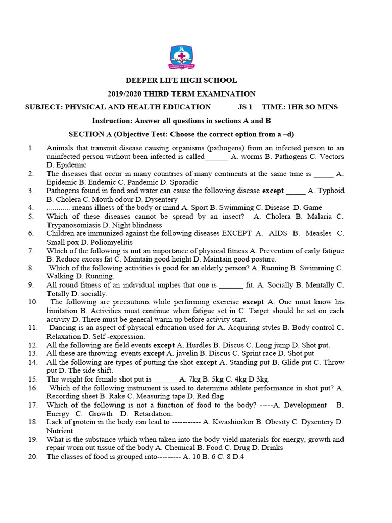 JS 1 Phe 3RD Term Exam | Download Free PDF | Infection | Food Energy
