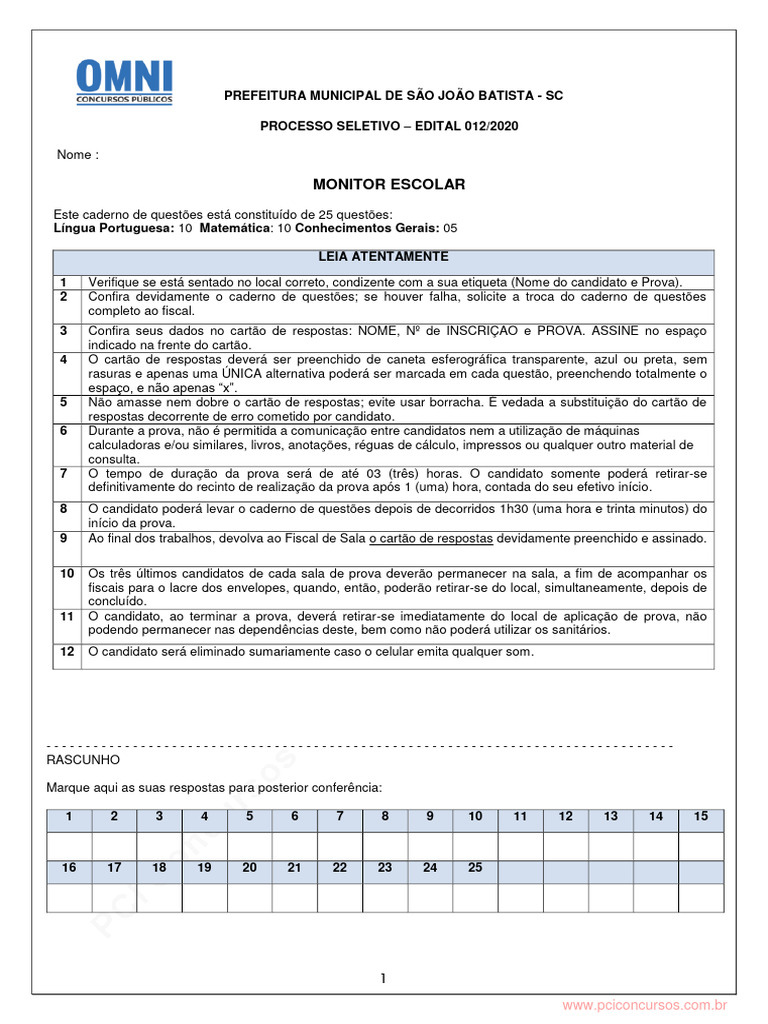 Monitor - Escolar Prova | PDF | Triângulo | Equações