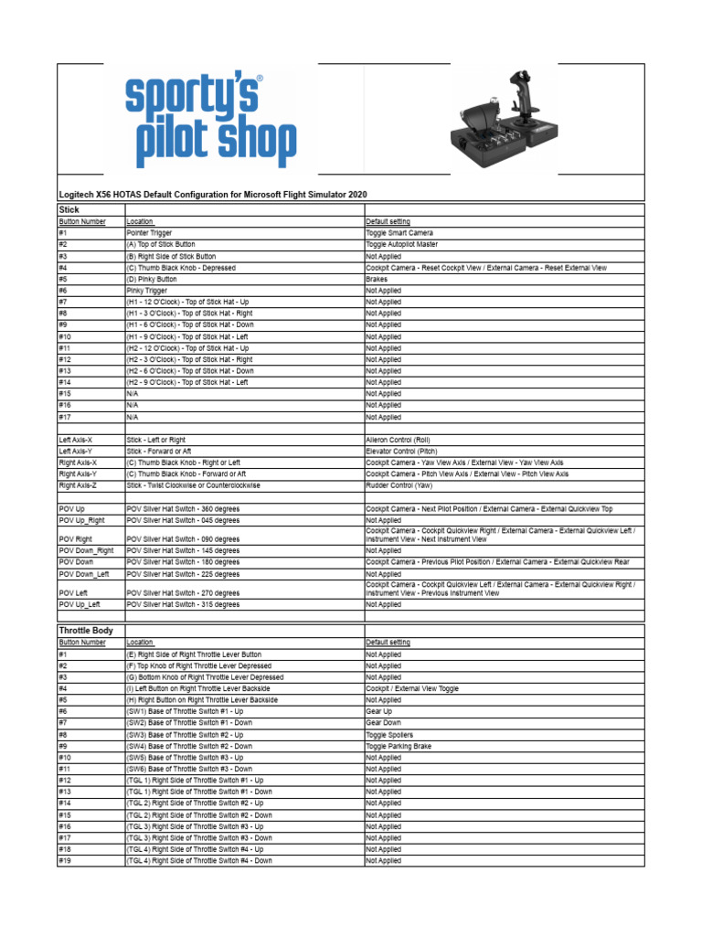 Logitech X56 HOTAS Button Mapping Guide | PDF | Cockpit | Aerospace