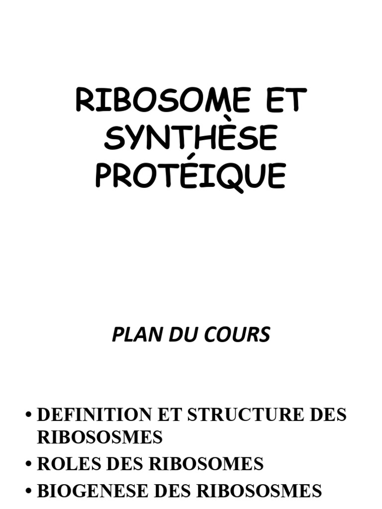 Rôle et structure des ribosomes procaryotes | PDF | Ribosome | Acide ...